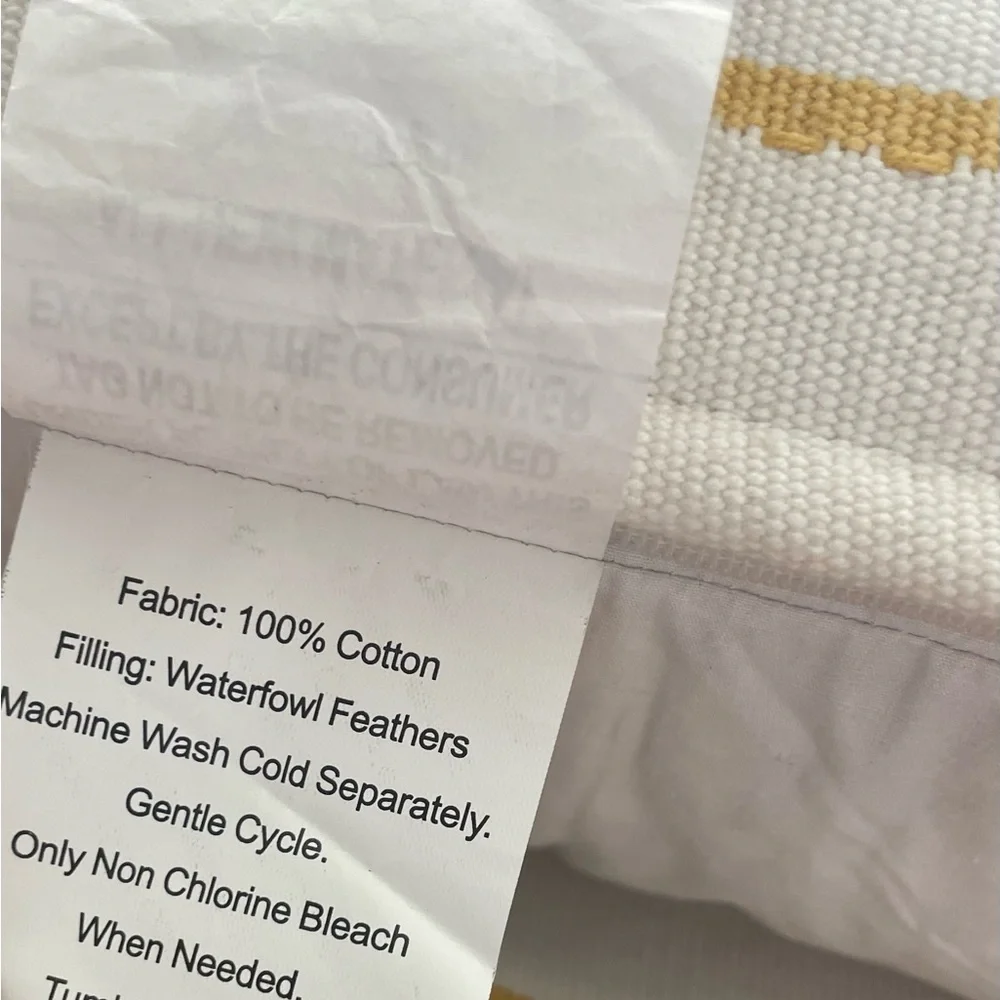 DEVI DESIGNS NAMBIA WHITE OCHRE ACCENT PILLOW INSERT WATERFOWL FEATHERS 23x23